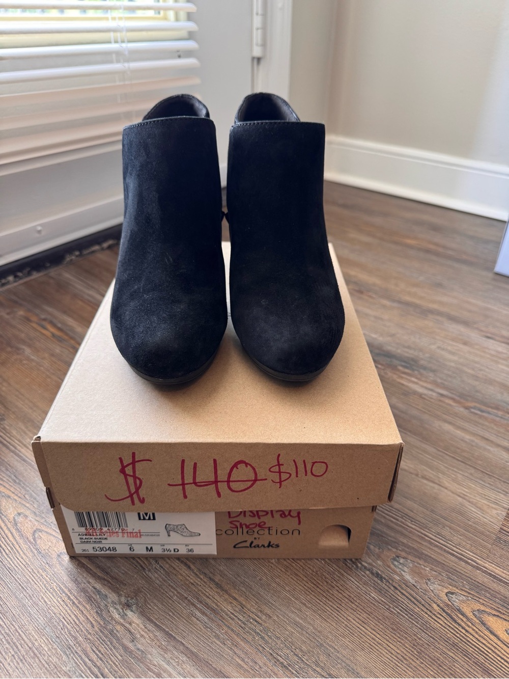 Clarks Black Suede Slip-On Mules